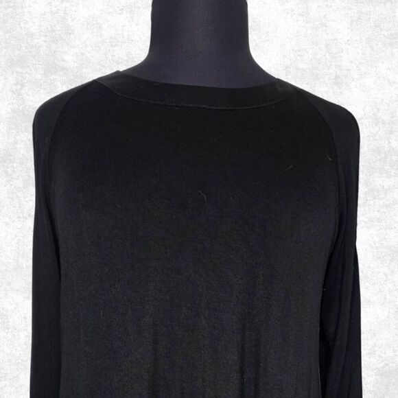 Lane Bryant Black Tunic w/ Satin Trim Collar – Size 14/16 - Picture 4 of 8